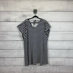 Free Assembly Plus Size Blue White Striped Short Sleeve Mini Dress Size XXXL